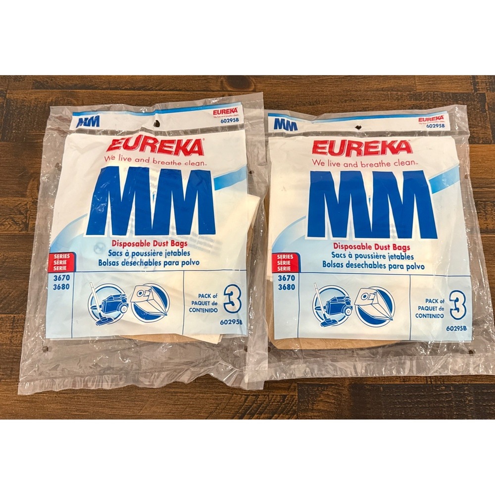 (2) Eureka Type MM 3 Pack Vacuum Disposable Dust Bags Cleaner Bag 60295B 6 Bags